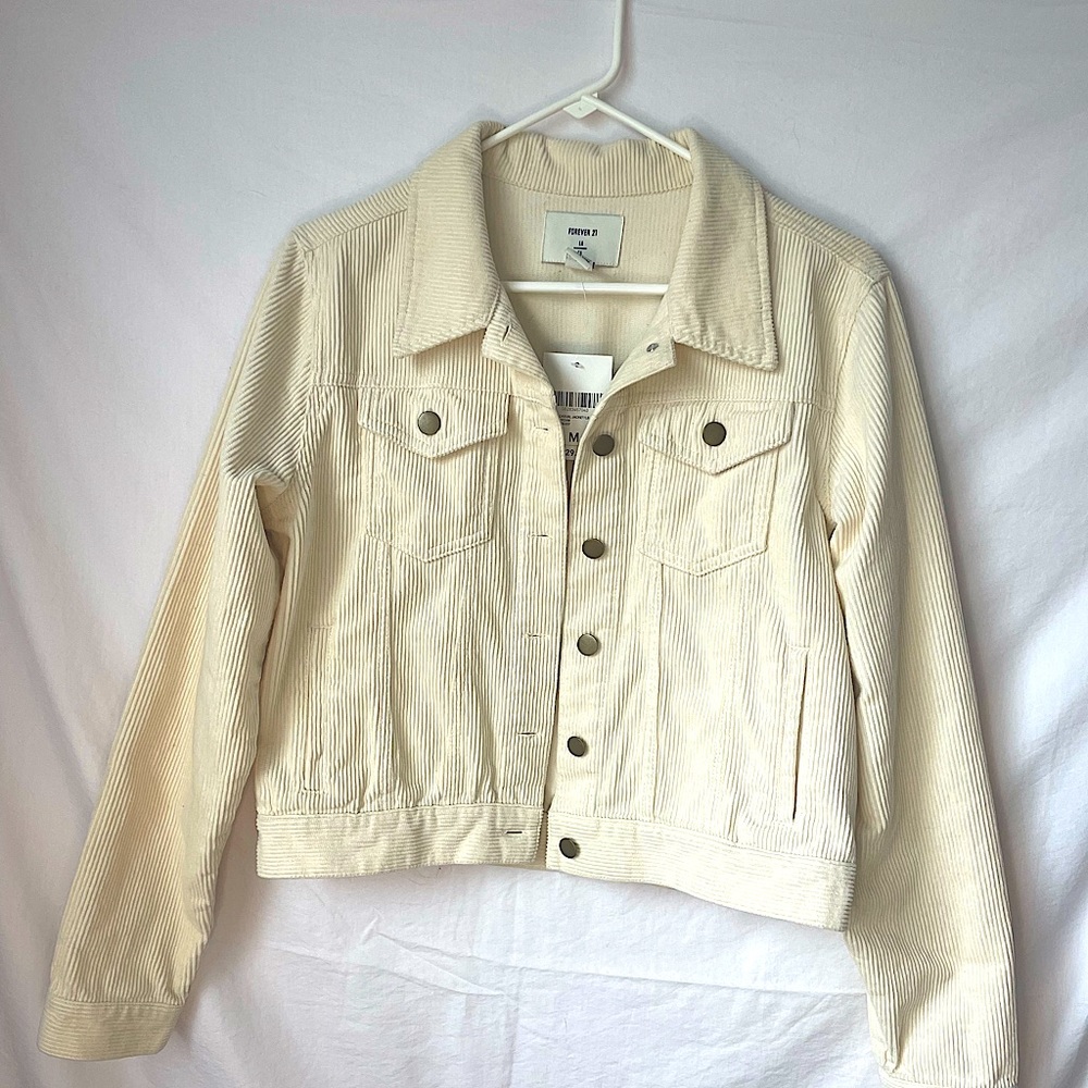 NWT Forever 21 beige corduroy button up jacket